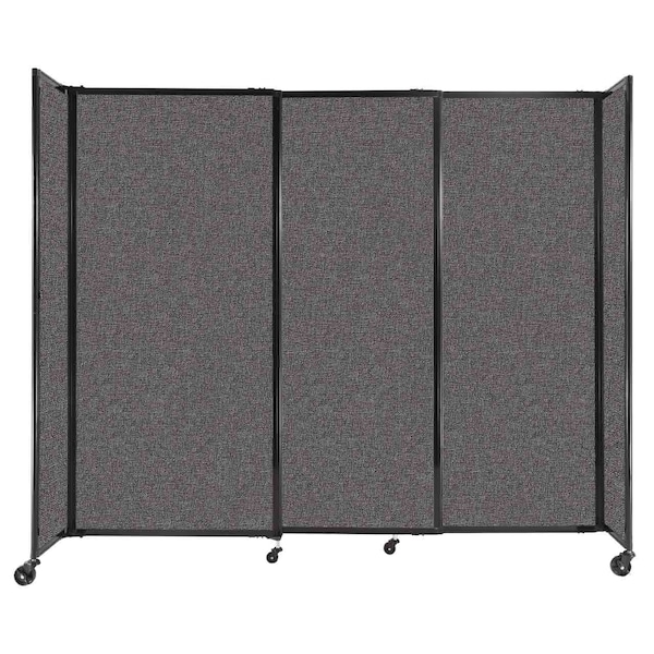 StraightWall Sliding Portable Partition 7'2" x 6' Charcoal Gray Fabric